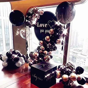 Black And Silver Balloons Garland Arch Kit Black Agate Marble Balloons Decorations For Parties Birthday - Lasercutwraps Shop