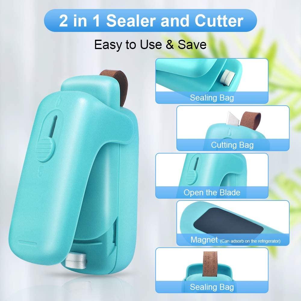 Bag Sealer Mini, Handheld Bag Heat Vacuum Sealer, 2 in 1 Heat Sealer & Cutter Portable Bag Resealer Machine for Plastic Bags - Lasercutwraps Shop