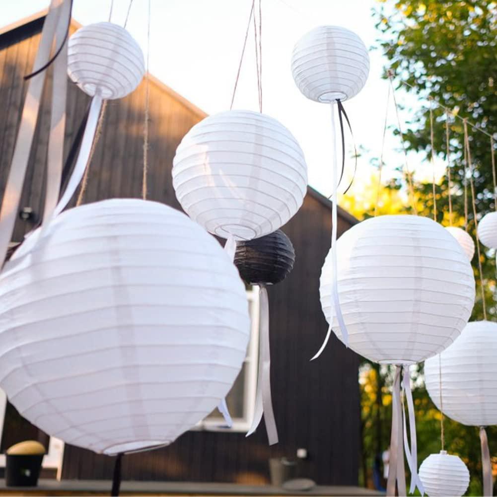 12pcs Paper Lanterns Lights White Hanging Paper Lanterns with Lights for Wedding Anniversary Birthday Party - Lasercutwraps Shop