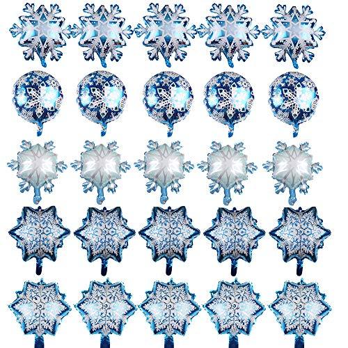 20PCS Snowflake Foil Balloons Winter Wonderland Party Decorations - Lasercutwraps Shop