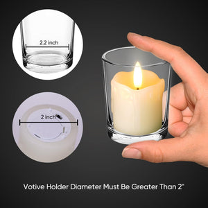 Flameless Votive Candles with Timer, 2" x 2" Real Wax, 400+Hour Realistic Black Wick Battery Operated Candles, Set of 6 for Wedding, Party - Lasercutwraps Shop