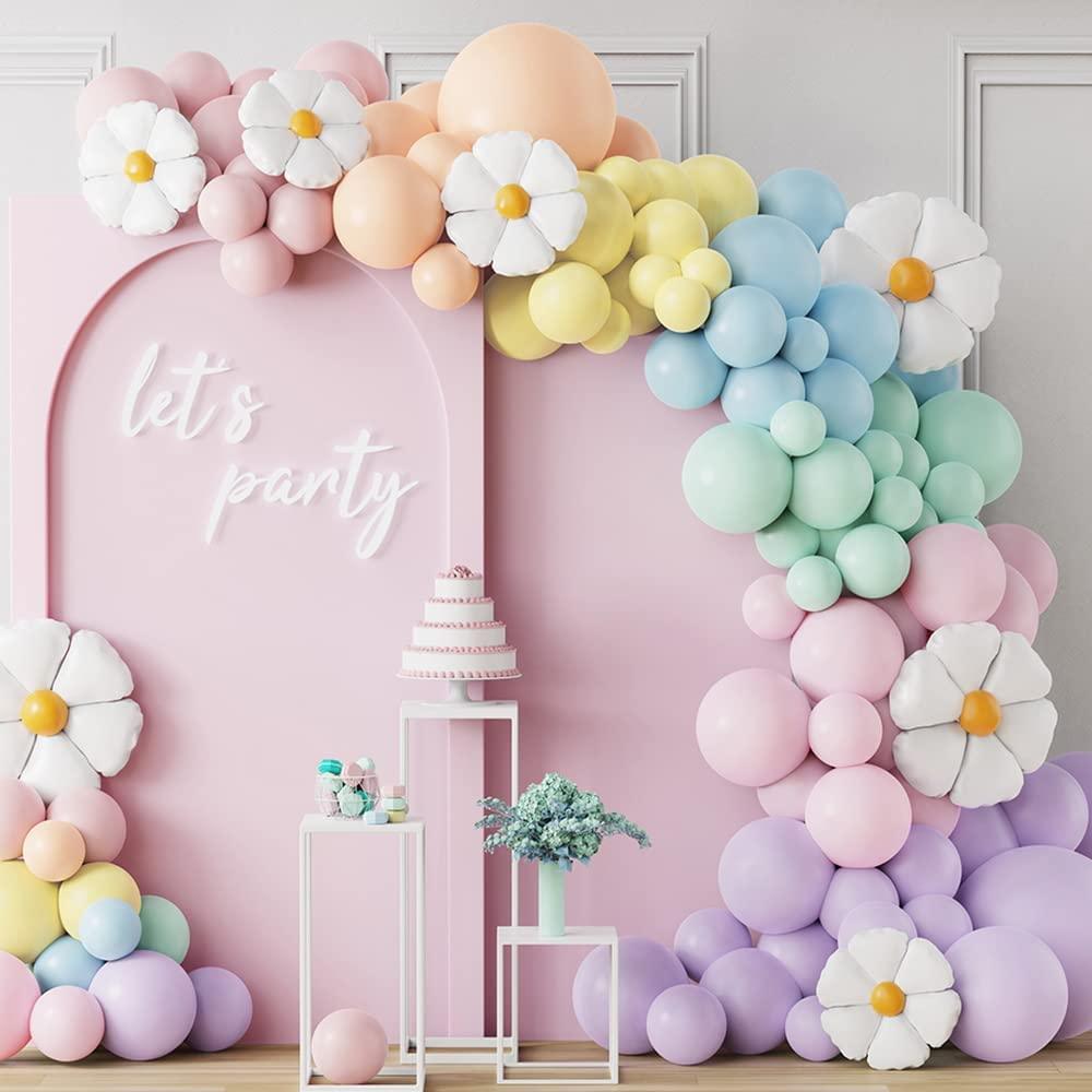 159Pcs Daisy Balloon Garland Arch Kit White Groovy Daisy Flower Macaron Pastel Balloons Garland - Lasercutwraps Shop