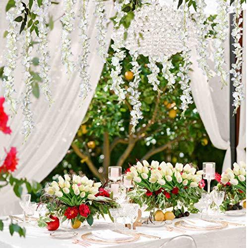 12 Pack 3.75 Feet/Piece Artificial Fake Wisteria Vine Ratta Hanging Garland Silk Flowers String Home Party Wedding Decor - Lasercutwraps Shop