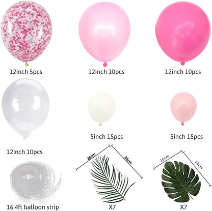 65pcs Hot Pink Balloons Arch Garland 14pcs Artificial Leaves DIY Balloon Garland Hawaiian Flamingo Theme Party Tropical Party - Lasercutwraps Shop