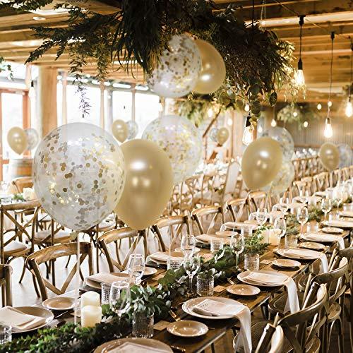 60 Pack Gold Balloons + Gold Confetti Balloons w/Ribbon | Balloons Gold | Gold Balloon | Gold Latex Balloons | Golden Balloons - Lasercutwraps Shop