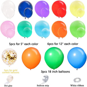 118pcs Multicolor Rainbow Balloon Arch Garland Kit Colored5 In 12" 18 Inch Balloons for Birthday Wedding - Lasercutwraps Shop