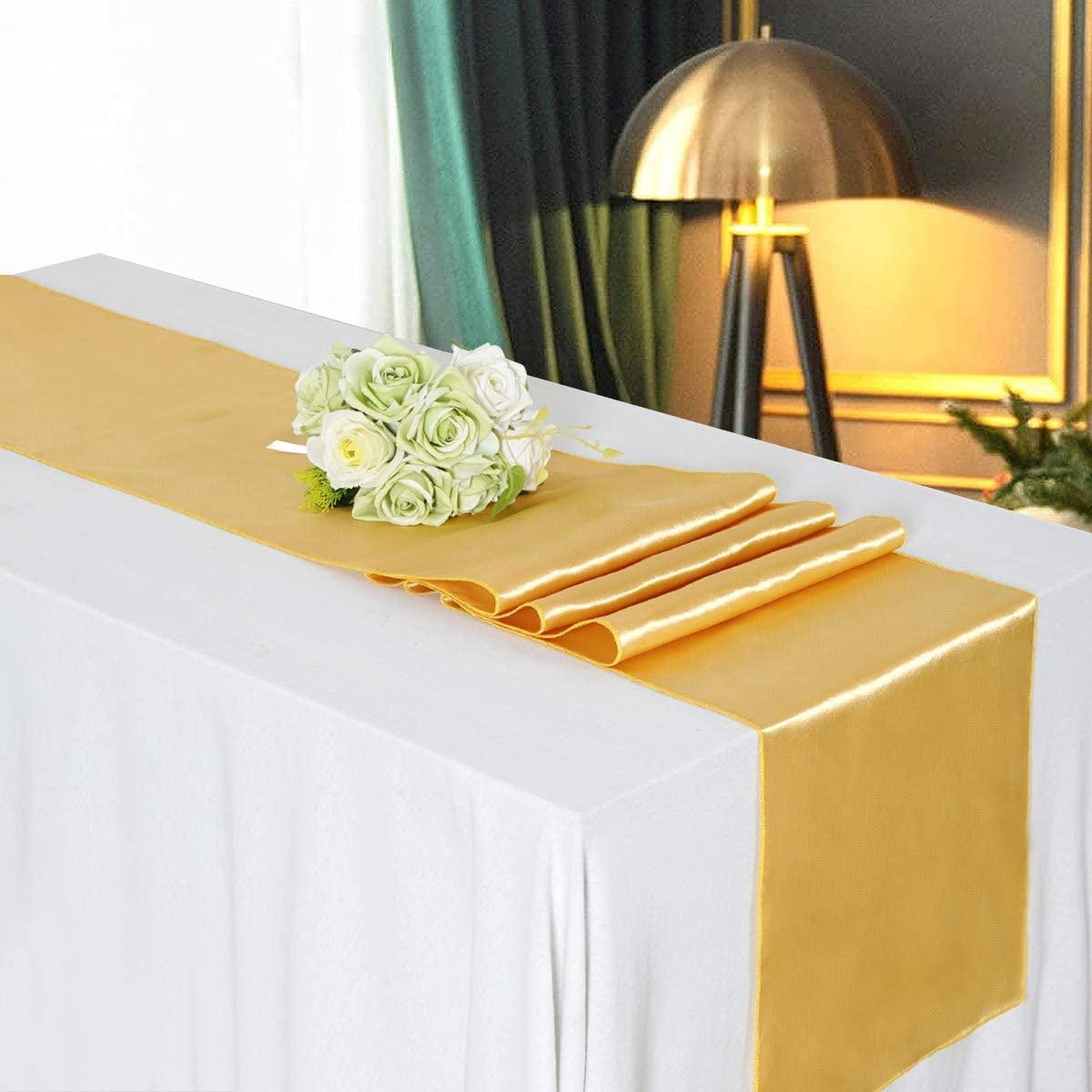 Gold Table Runners Set of 5 Satin Silky Spring Table Runner 12 x 108 inch for Wedding Party Table Decorations - Lasercutwraps Shop