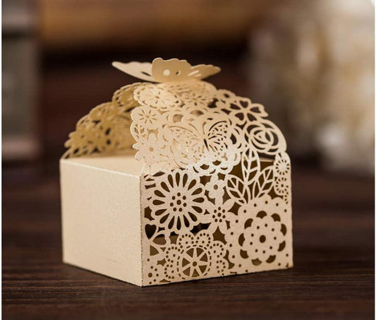 50pcs Laser Cut Favor Boxes, 2.6" x 2.6" x 1.6" Floral Favor Boxes, Party Favor Boxes Party Favor Gift Boxes - Lasercutwraps Shop