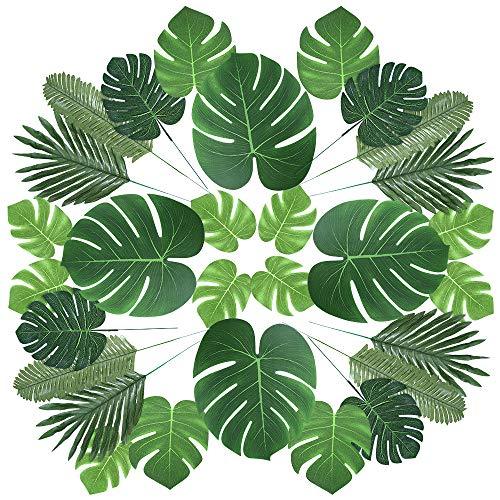 60 Pieces 6 Kinds Jungle Leaves with Stem Faux Monstera Leaves - Lasercutwraps Shop