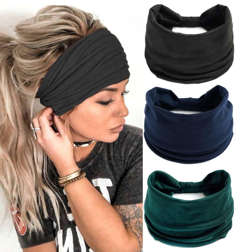 Boho Headbands Leopard Hair Bands Knoted Turban Headband Stretch Twist Head Wraps Stripe Cloth Head Bands for Women and Girls 3 Pcs - Lasercutwraps Shop