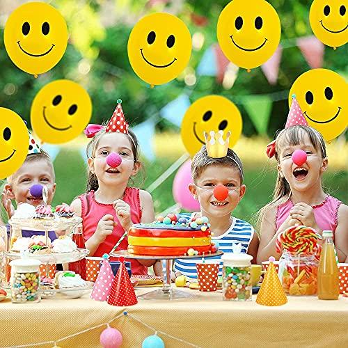 Yellow Smiley Face Balloons 12" 30 Pcs Printed Latex Balloons Brightly colored Emoji Balloon for Kid Birthday Party Children Cartoon Theme Decoration Party Supplies - Lasercutwraps Shop