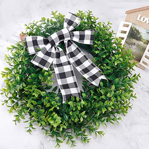 15 Inches Artificial Boxwood Wreath Spring Summer Wreath Faux Green Leaves Greenery Wreath - Lasercutwraps Shop