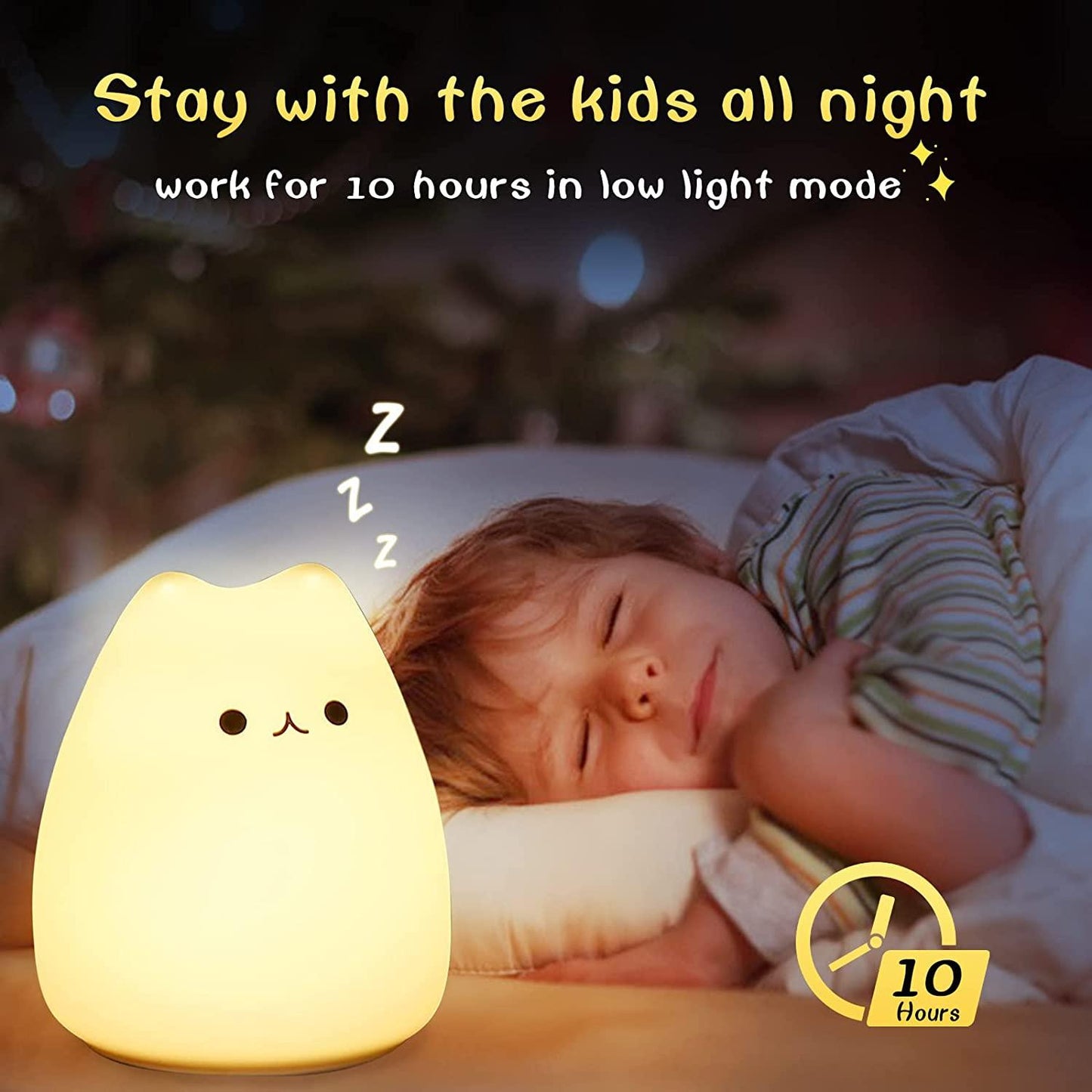 Cute Night Light, Cat Lamp USB Rechargeable Silicone Gifts - Lasercutwraps Shop