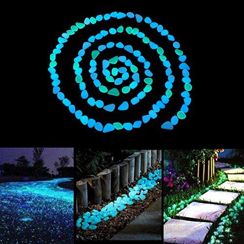 Glow in The Dark Garden Pebbles Stones Rocks for Yard and Walkways Decor, DIY Decorative Luminous Stones in Blue (100 PCS) - Lasercutwraps Shop