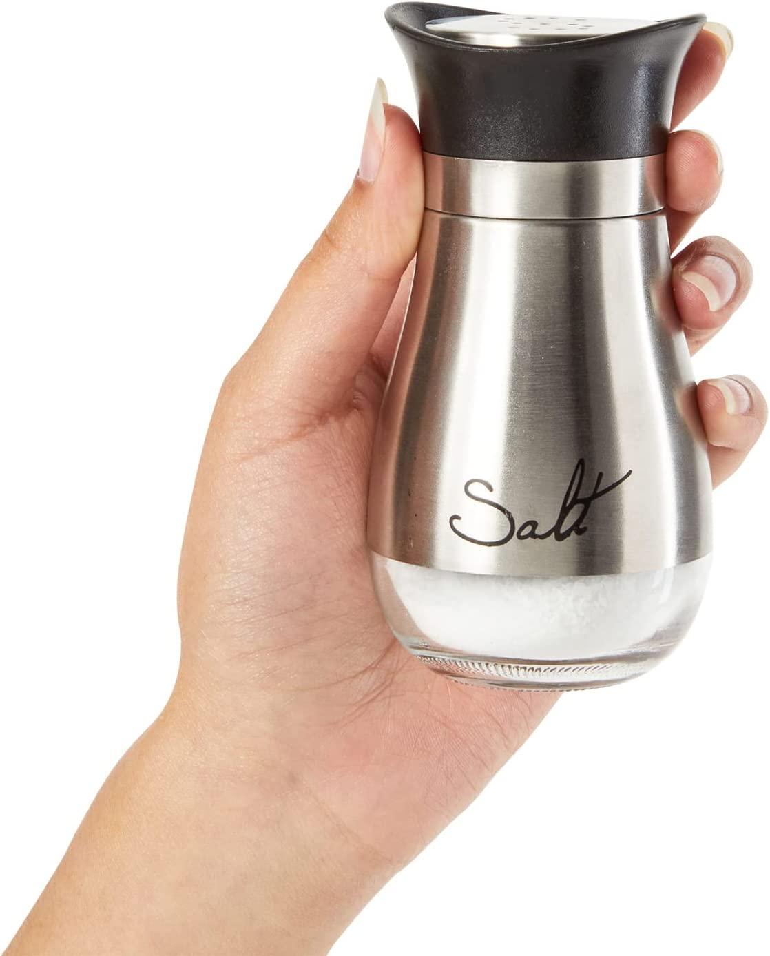 Stainless Steel Salt and Pepper Shakers Set with Glass Bottom, Modern Kitchen Accessories Set (4oz) - Lasercutwraps Shop