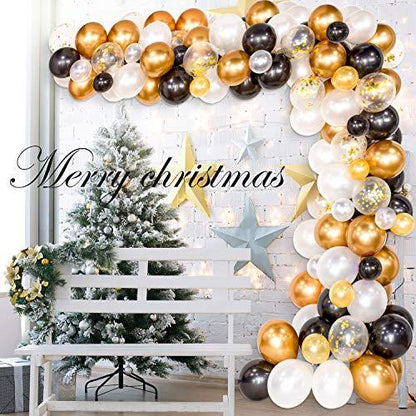 122Pcs Black, White, Gold Confetti and Metal Latex Balloons Arch for Graduation, Wedding, Birthday Decor - Lasercutwraps Shop