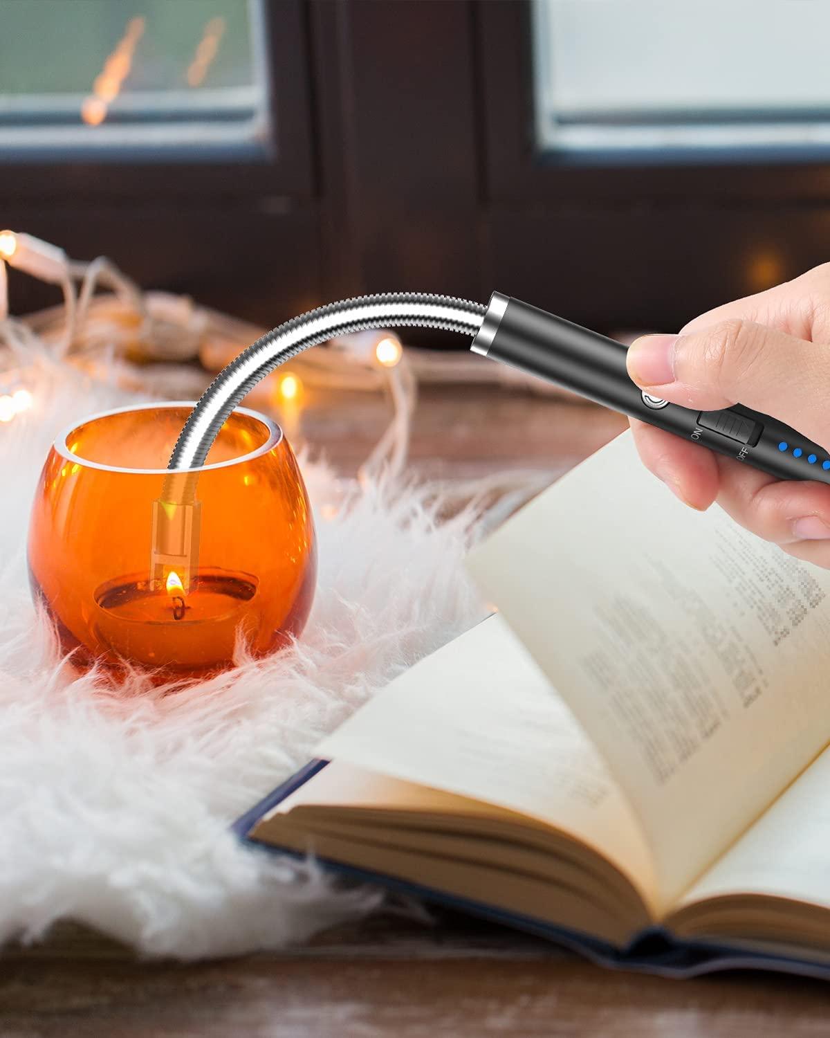 Candle Lighter, Electric Rechargeable Arc Lighter with LED Battery Display Long Flexible Neck USB Lighter for Light Candles Gas Stoves - Lasercutwraps Shop