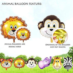 JUNGLE SAFARI ANIMALS BALLOONS - 6pcs Giant Zoo Animal Balloons Kit For Jungle Safari Animals Theme Birthday Party Decorations - Lasercutwraps Shop
