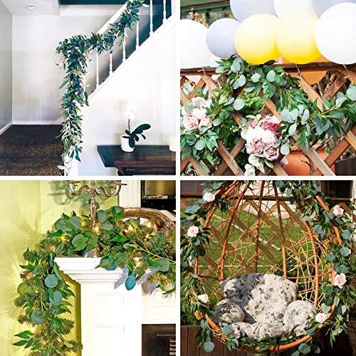 4 Pack 26 Feet Artificial Eucalyptus Garland with Willow Leaves for Wedding Table Decoration - Lasercutwraps Shop