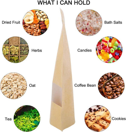 72pcs Stand Up Pouches, Kraft Paper Bags with Window, Coffee Bags, Brown Resealable Bags - Lasercutwraps Shop