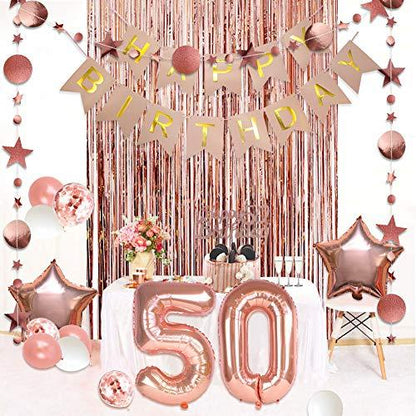 50th Birthday Decorations for Women, Happy Birthday Banner for Birthday Party Backdrop - Lasercutwraps Shop