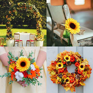 32pcs 3.5" Fake Sunflowers, Artificial Sunflower Heads, Faux Silk Sunflower Decoration for Craft Home Party Wedding Decor - Lasercutwraps Shop