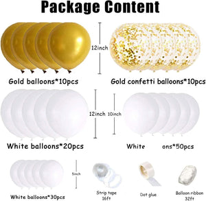 120pcs White Gold Balloon Garland Arch Kit 5 Inch 10 Inch 12 Inch White Gold Confetti Balloons - Lasercutwraps Shop