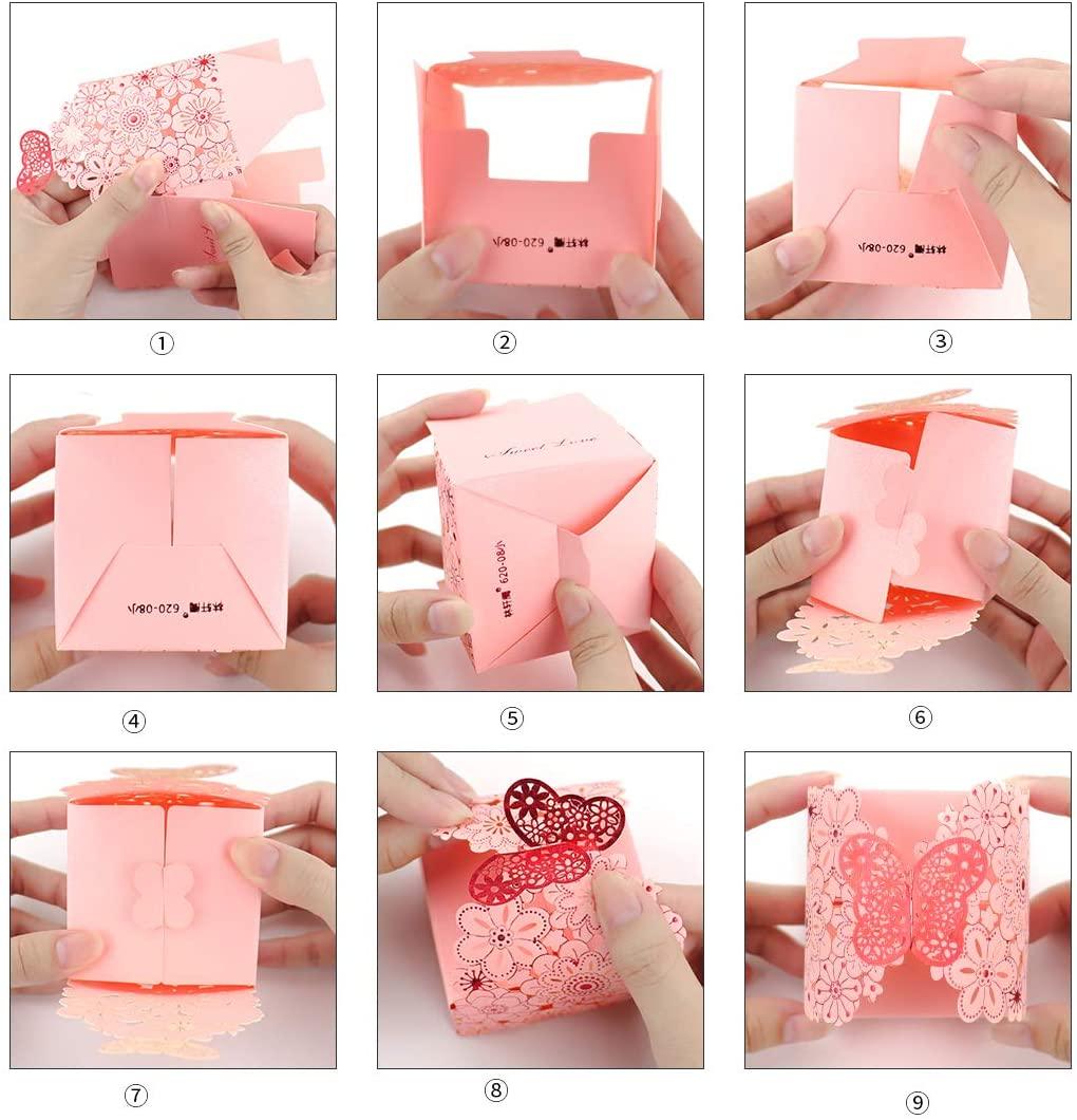 50Pcs/Set Flower Butterfly Hollow Candy Box Cookie Gift Boxes Romantic Wedding Favor Box - Lasercutwraps Shop