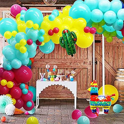 130pcs Mexican Fiesta Cactus Party Decorations Balloon Arch Garland Kit with Giant Cactus Llama Foil Balloons - Lasercutwraps Shop