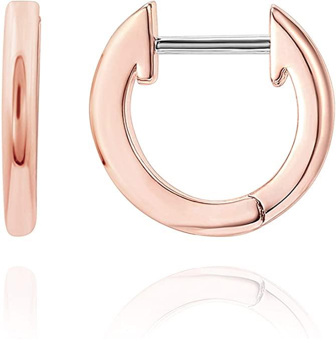 14K Yellow Gold Plated Cuff Earrings Huggie Stud | Small Hoop Earrings for Women - Lasercutwraps Shop