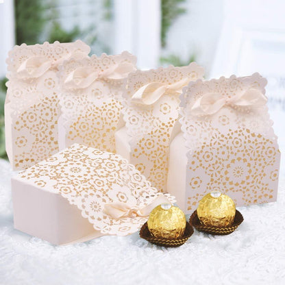 50PCS Mini Lvory White Paper Laser Cut Gift Candy Box Wedding European Hollow Small Gift Boxes for Wedding Bridal Shower Baby Birthday Party Anniverary - Lasercutwraps Shop