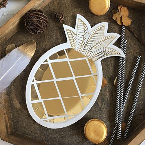 32Pcs Disposable Gold Foil Pineapple Paper Tableware Set for Hawaiian Birthday Party - Lasercutwraps Shop