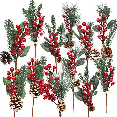 12 Pack Christmas Artificial Berry Twigs for Christmas Tree Decoration - Lasercutwraps Shop