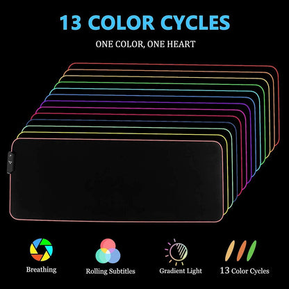 RGB Gaming Mouse Pad - Large Extended 13 Lighting Mode LED Soft Mouse Pad - Lasercutwraps Shop