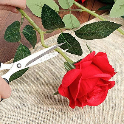 24 PCS Rose Artificial Flowers, Single Fake Rose Flower Bouquet for Wedding Centerpieces Bridal Shower - Lasercutwraps Shop