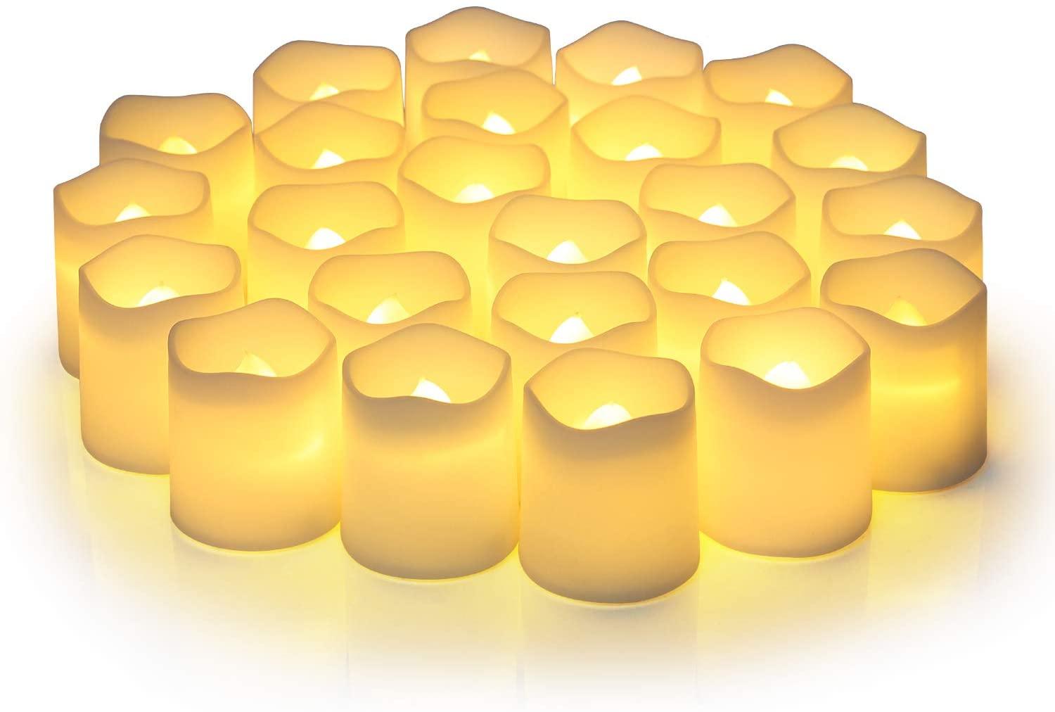 Flameless Votive Candles,Flameless Flickering Electric Fake Candle,24 Pack - Lasercutwraps Shop