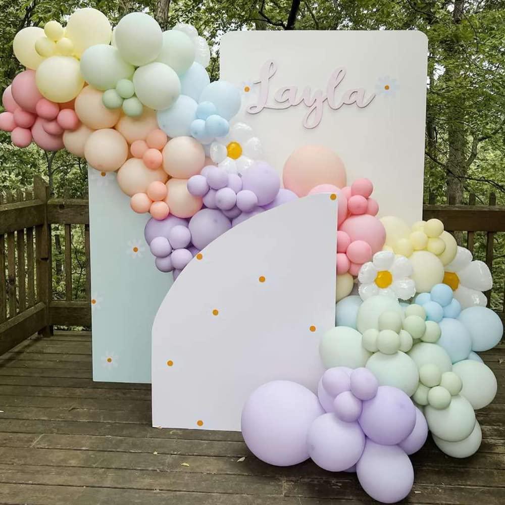 159Pcs Daisy Balloon Garland Arch Kit White Groovy Daisy Flower Macaron Pastel Balloons Garland - Lasercutwraps Shop