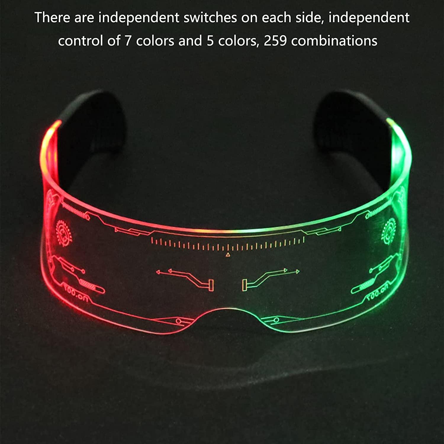 LED Visor Glasses Cyberpunk, Light Up Glasses with 7 Colors and 5 Modes, Luminous Glasses for Cosplay Halloween - Lasercutwraps Shop