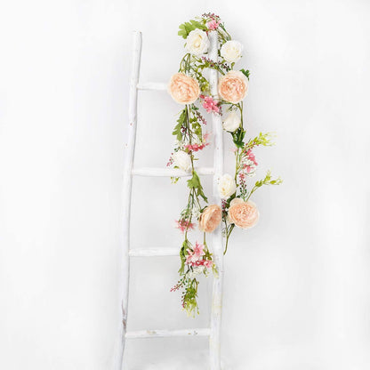 Artificial Peony Garland Flowers, Floral Greenery Garland Rose Flower Vine Garland with Mixed Peony Flowers and Green Leaves for Wedding - Lasercutwraps Shop