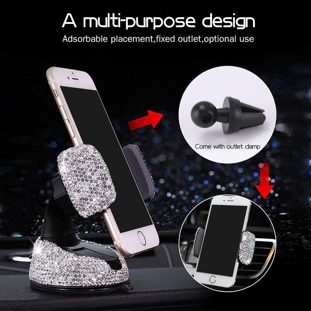 Car Phone Mount Cell Phone Holder with One More Air Vent Base,Bling Crystal Universal Phone Mount Holder Cradle for Dashboard - Lasercutwraps Shop