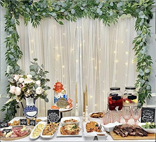 4 Pack 26 Feet Artificial Eucalyptus Garland with Willow Leaves for Wedding Table Decoration - Lasercutwraps Shop