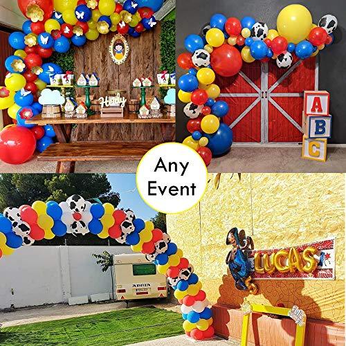 118pcs Blue Red Yellow Cow Printed Balloon Garland Kit for Farm Birthday Party - Lasercutwraps Shop