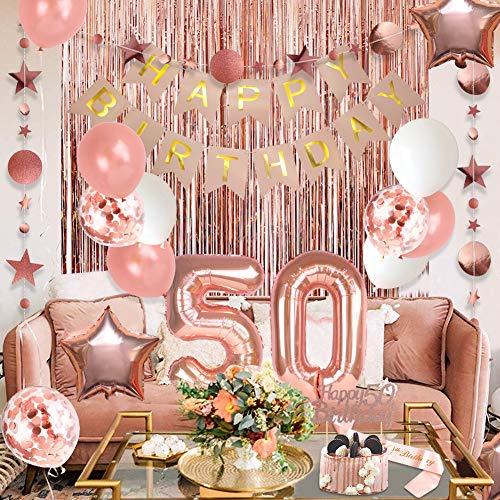 50th Birthday Decorations for Women, Happy Birthday Banner for Birthday Party Backdrop - Lasercutwraps Shop