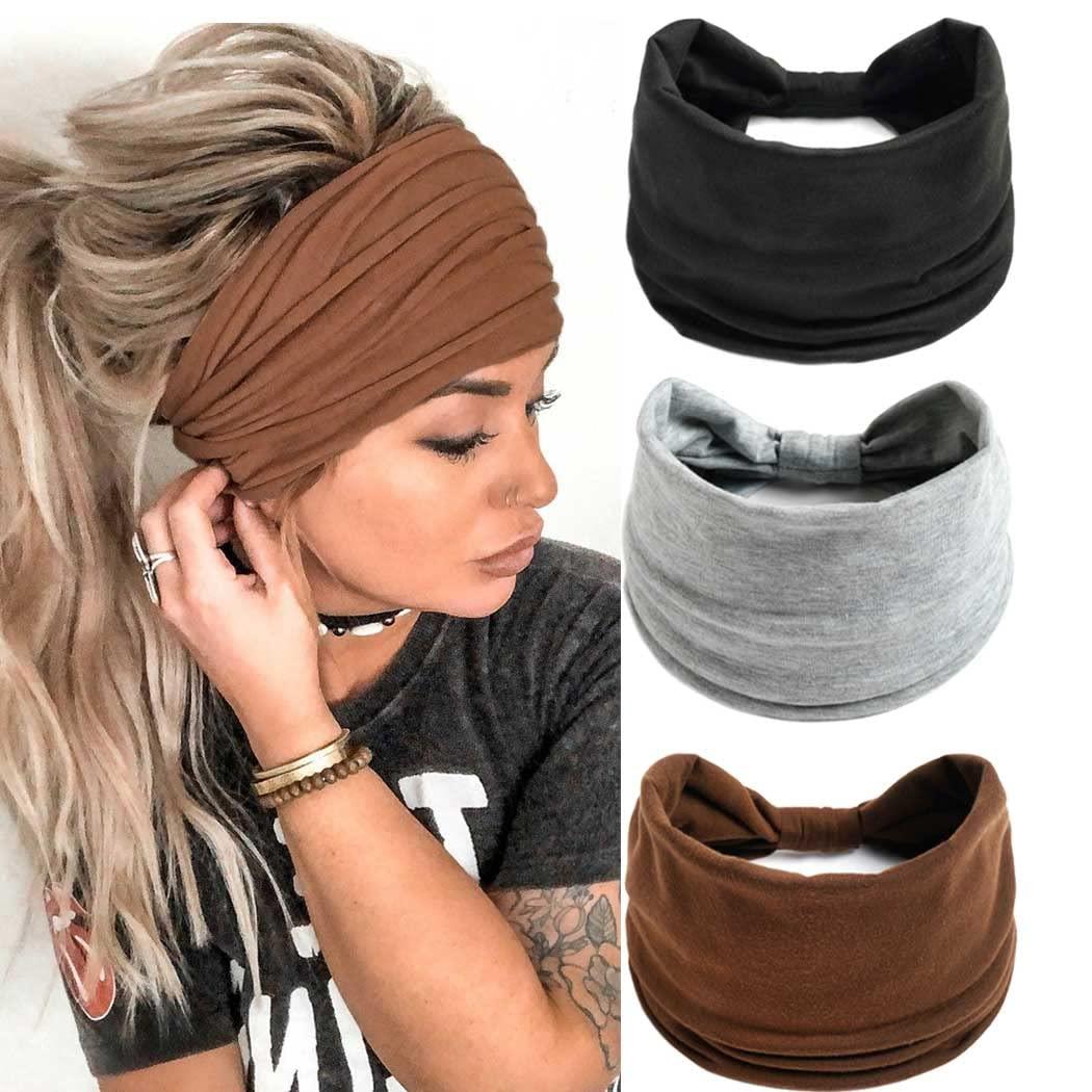 Boho Headbands Leopard Hair Bands Knoted Turban Headband Stretch Twist Head Wraps Stripe Cloth Head Bands for Women and Girls 3 Pcs - Lasercutwraps Shop