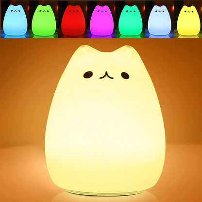 Cute Night Light, Cat Lamp USB Rechargeable Silicone Gifts - Lasercutwraps Shop