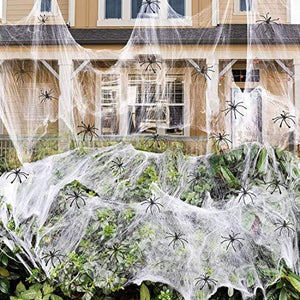 900 sqft Spider Webs Halloween Decorations Bonus with 30 Fake Spiders, Super Stretch Cobwebs for Halloween Indoor and Outdoor Party Supplies - Lasercutwraps Shop