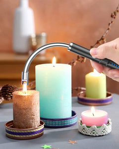 Candle Lighter, Electric Rechargeable Arc Lighter with LED Battery Display Long Flexible Neck USB Lighter for Light Candles Gas Stoves - Lasercutwraps Shop