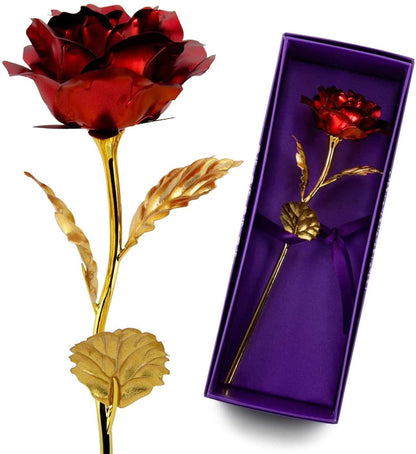 24K Gold Rose Gifts for Mom, Rose Flower with Gift Box - Lasercutwraps Shop