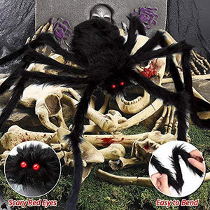 200" Halloween Spider Web + 20" Giant Spider Decorations Fake Spider with Triangular Huge Spider Web - Lasercutwraps Shop
