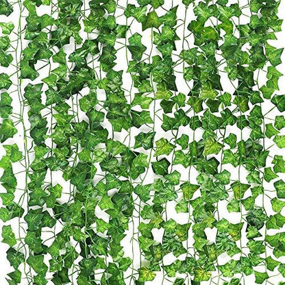 12 Pack 98 Feet Fake Ivy Leaves Artificial Ivy Garland Greenery Garlands Hanging Plant Vine for Wedding Wall Party Room Astethic Stuff Decor - Lasercutwraps Shop